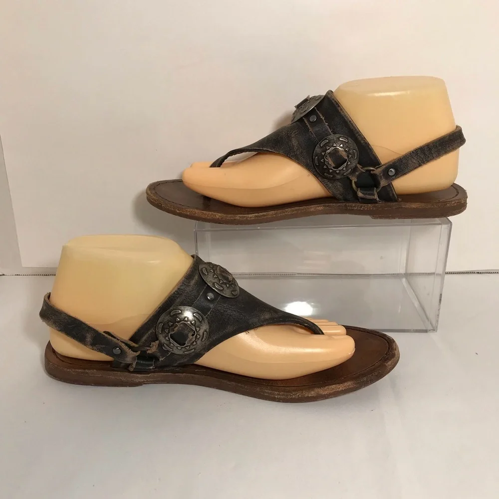 Matisse Ringo Leather Black Sandals with Silver Concho Accents Size 9 - Picture 3 of 7